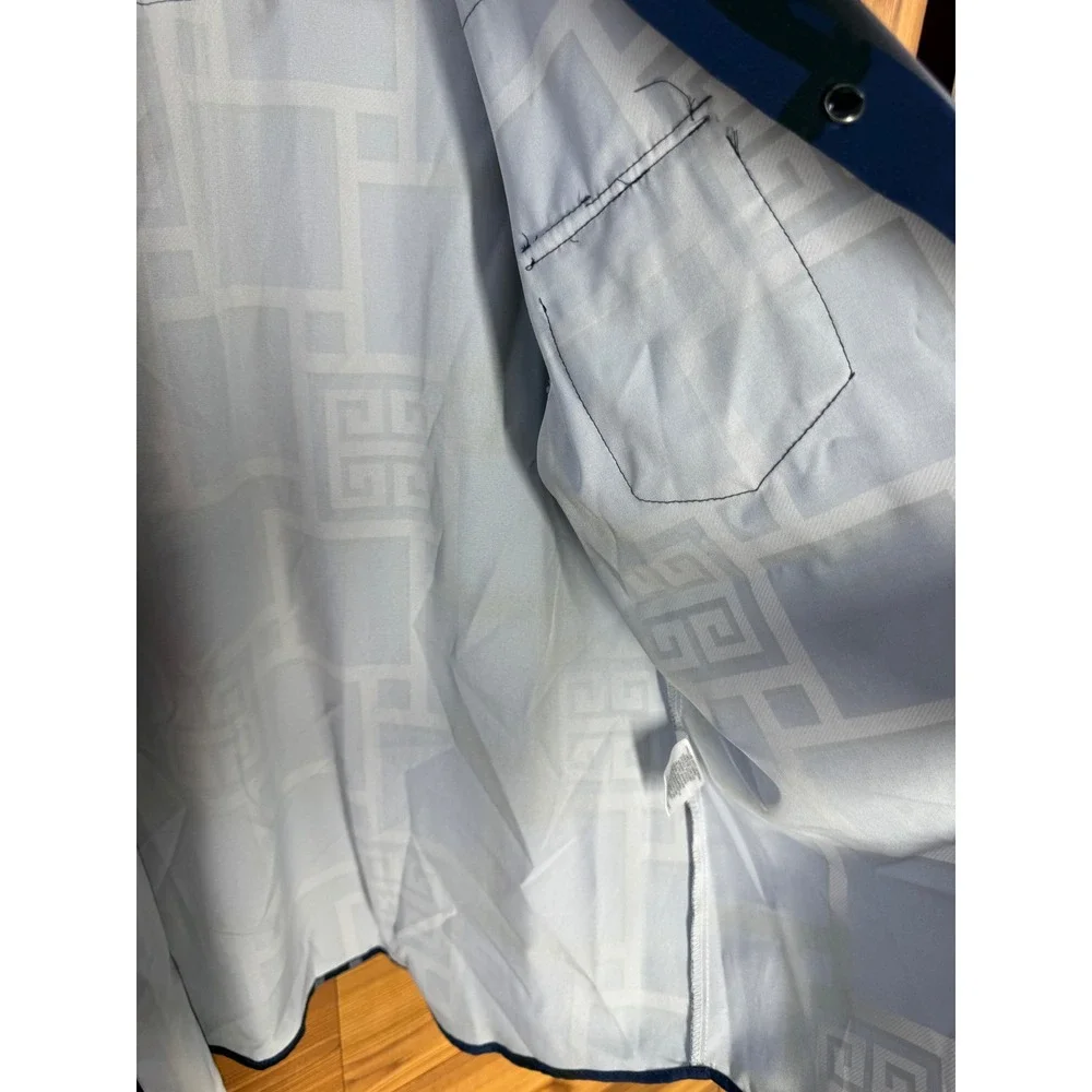 Senor De Los Cielos Mens 2XL Blue Geometric Greek Key Western Button Down Shirt